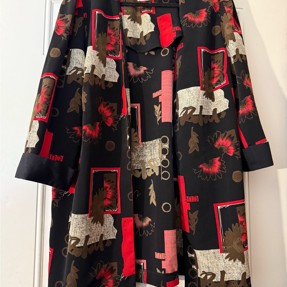 Chic Black And Red Patterned Blazer - image 4